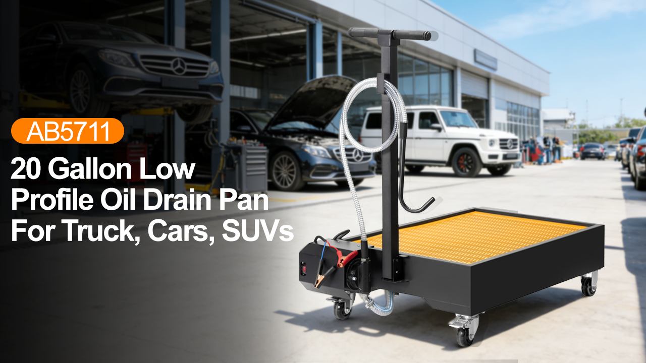 Load video: 20 Gallon Low Profile Oil Drain Pan for Truck, Cars, SUVs