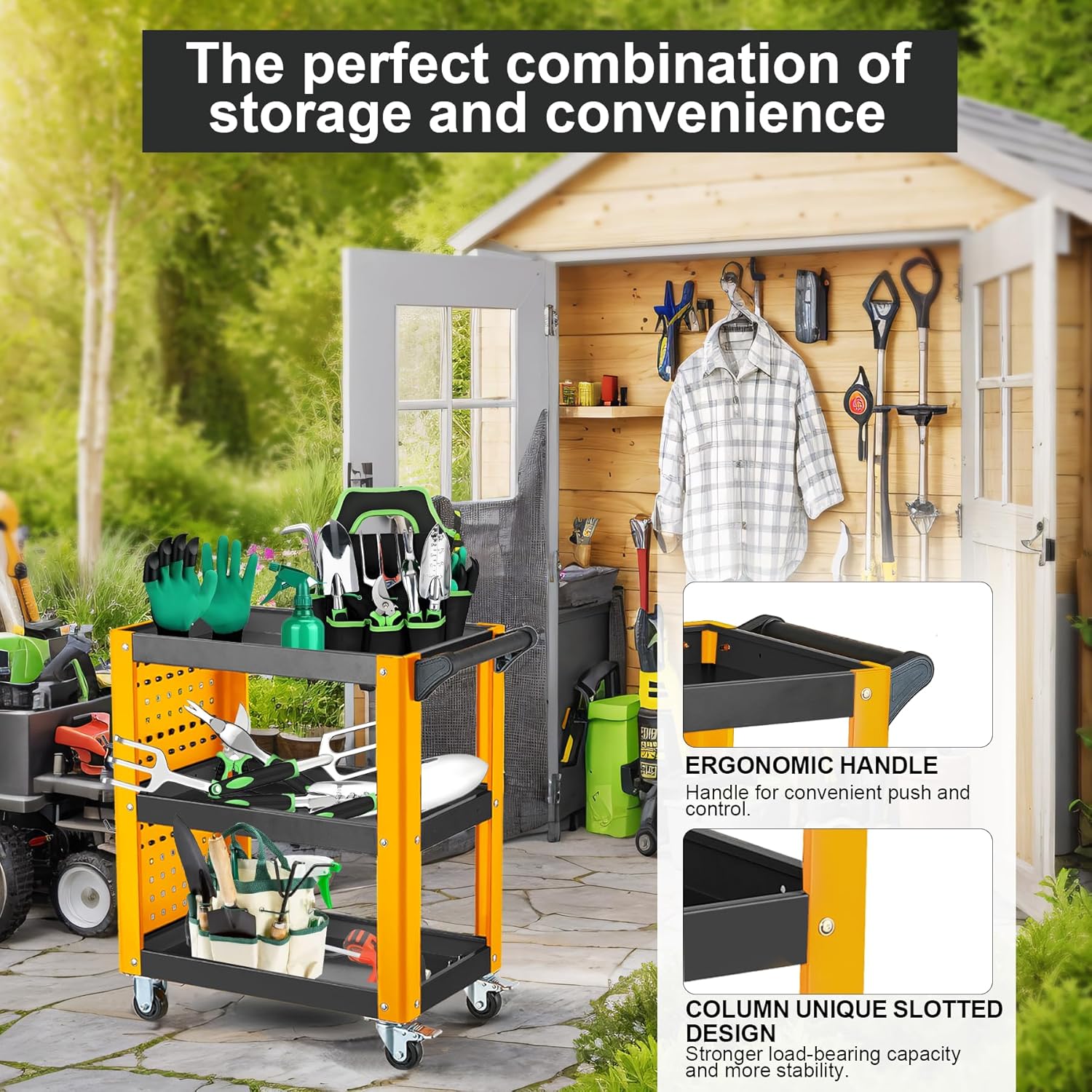 3 Tier Rolling Tool Cart - Chinrosetools