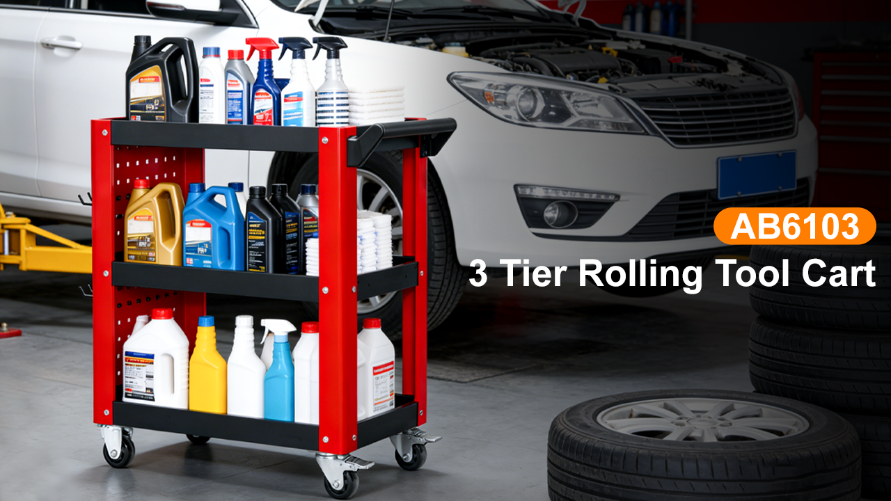 Load video: 3 Tier Rolling Tool Cart
