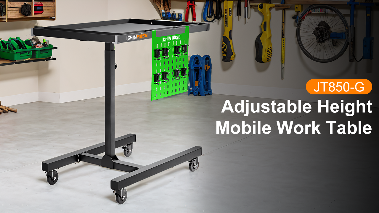 Load video: Adjustable Height Mobile Work Table | Chinrose