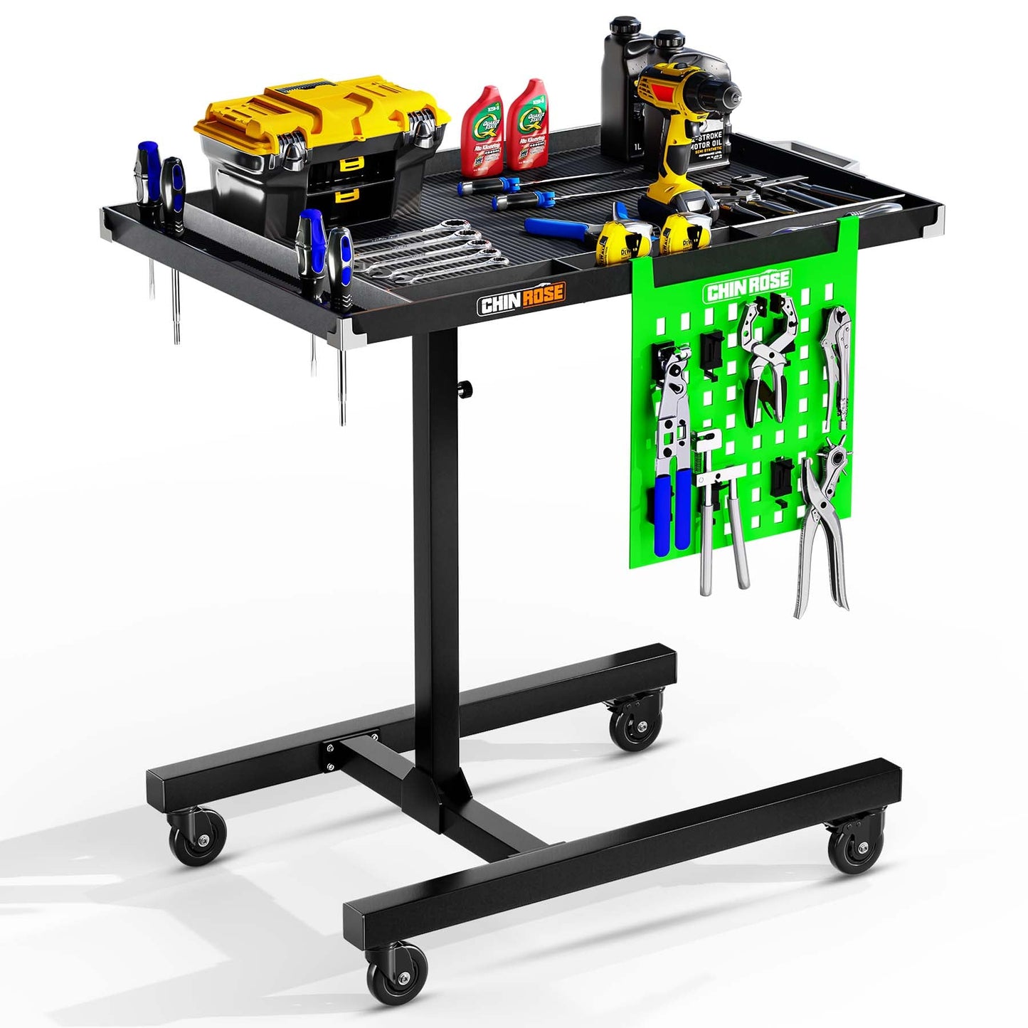 Adjustable Height Mobile Work Table - Chinrosetools
