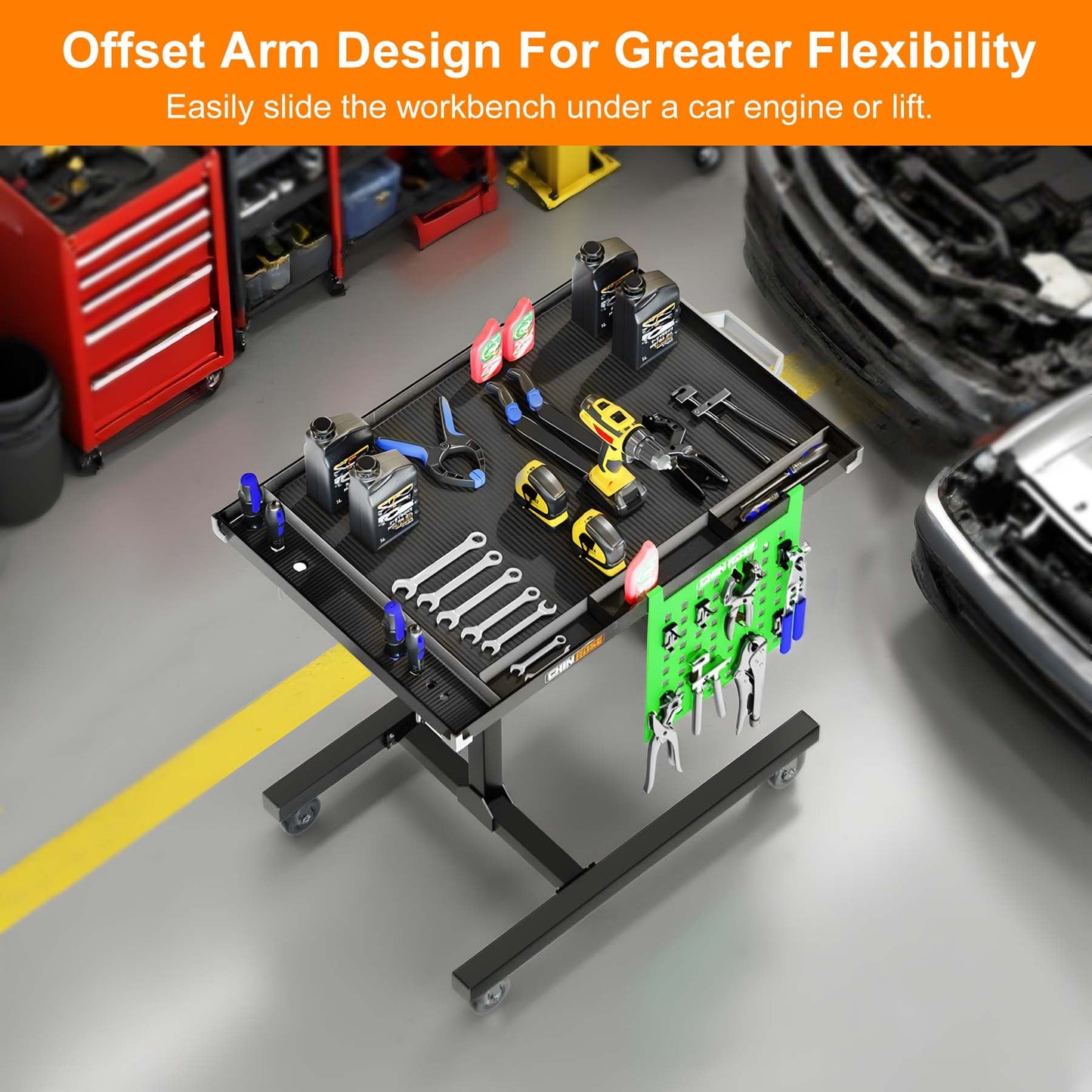 Adjustable Height Mobile Work Table - Chinrosetools