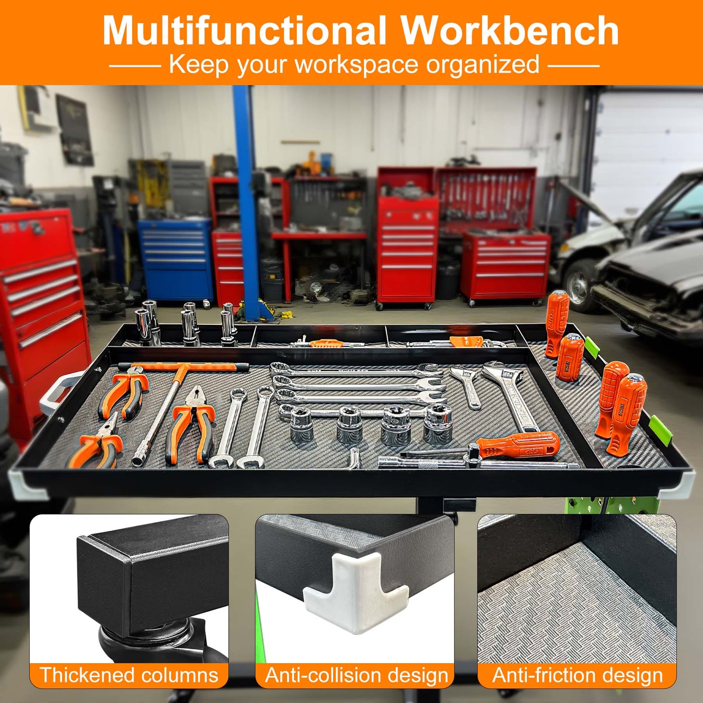 Adjustable Height Mobile Work Table - Chinrosetools