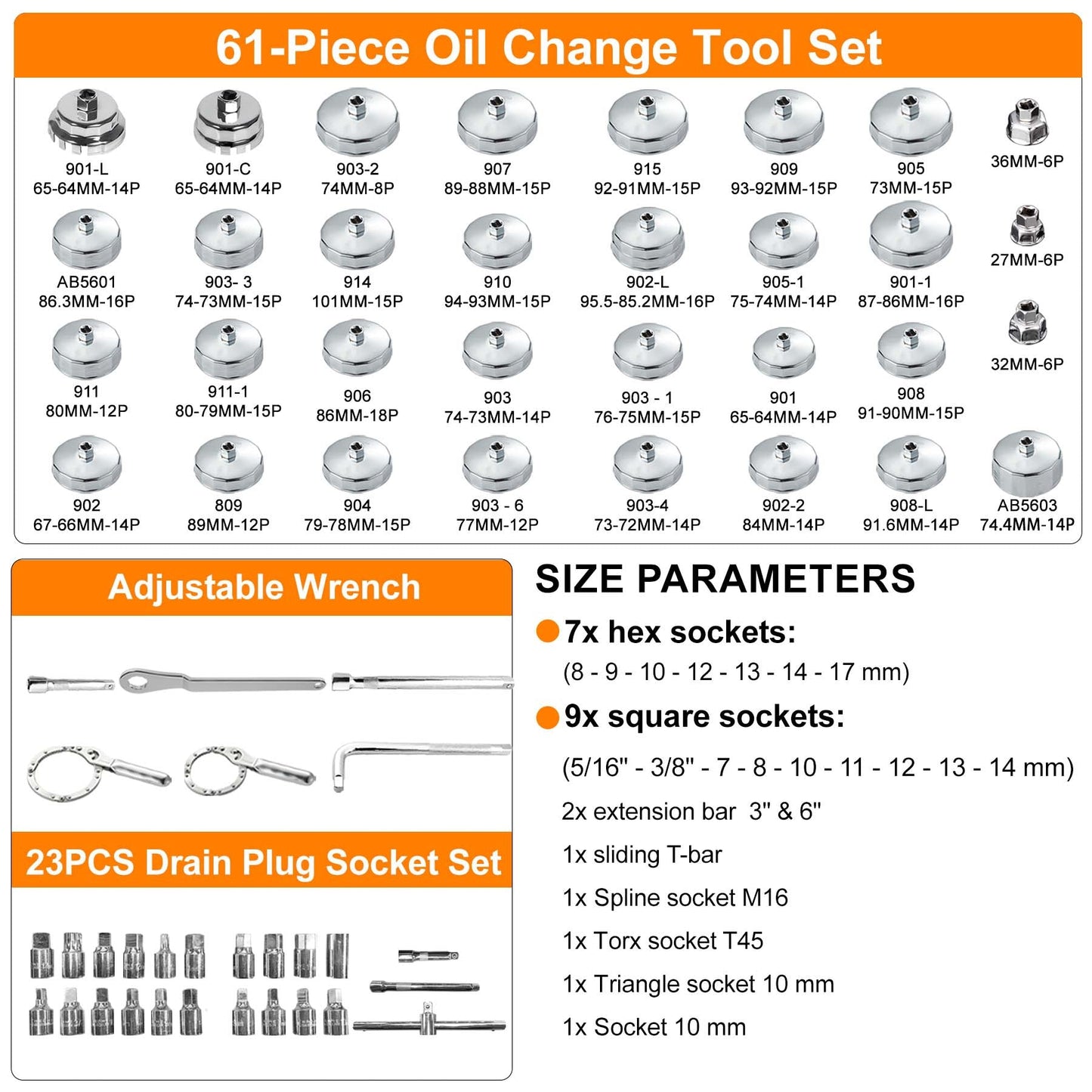 Oil Drain Extractor with 61PCs Tools - Chinrose