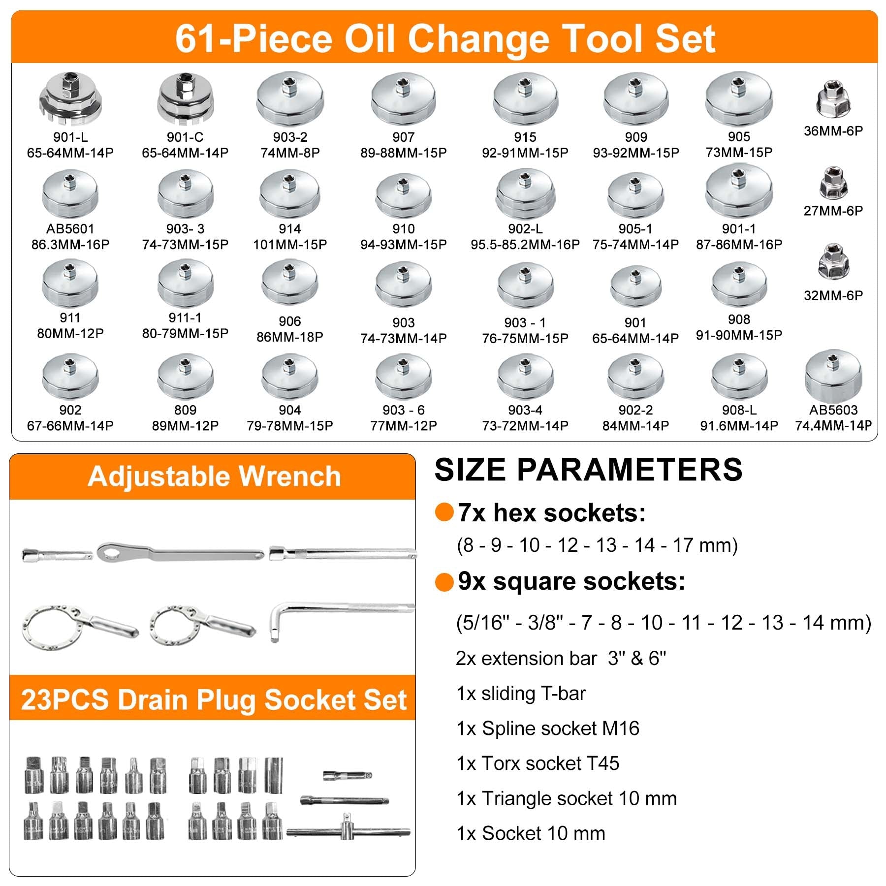Oil Drain Extractor with 61PCs Tools - Chinrose