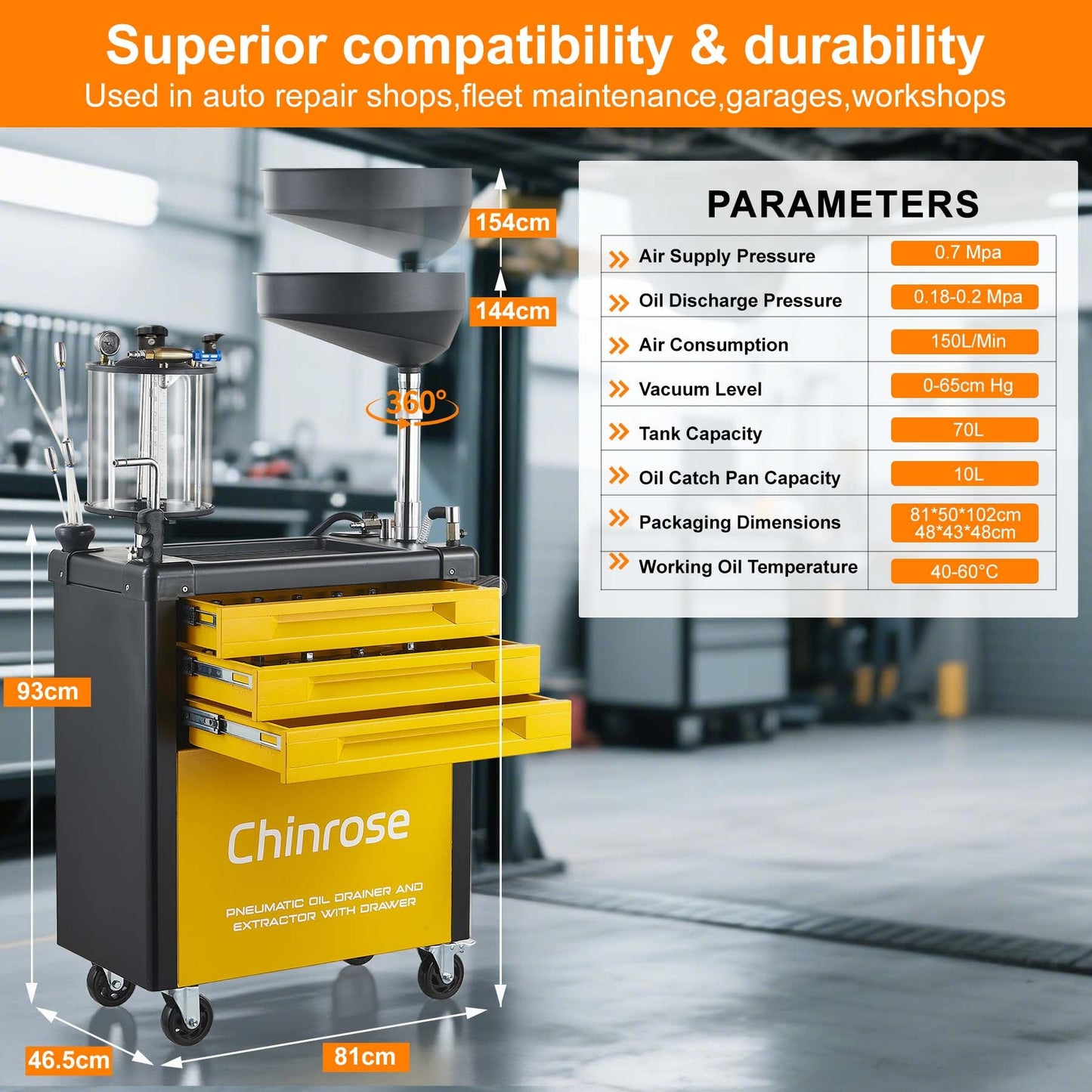 Oil Drain Extractor with 61PCs Tools - Chinrose