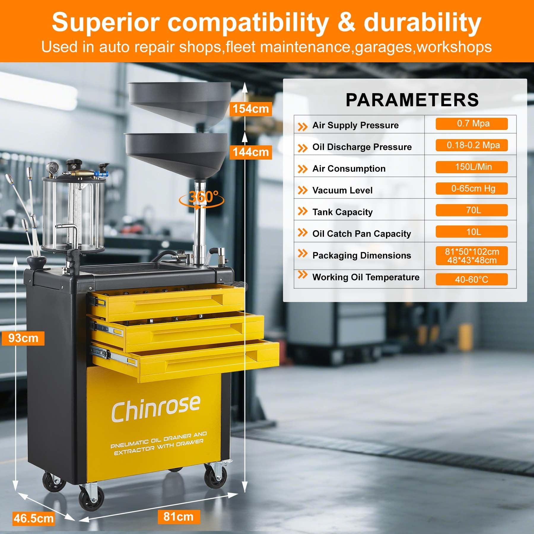 Oil Drain Extractor with 61PCs Tools - Chinrose