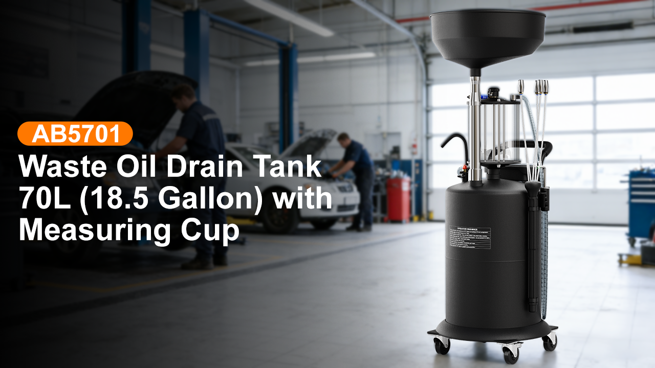 Load video: Waste Oil Drain Tank 70L (18.5 Gallon) with Measuring Cup