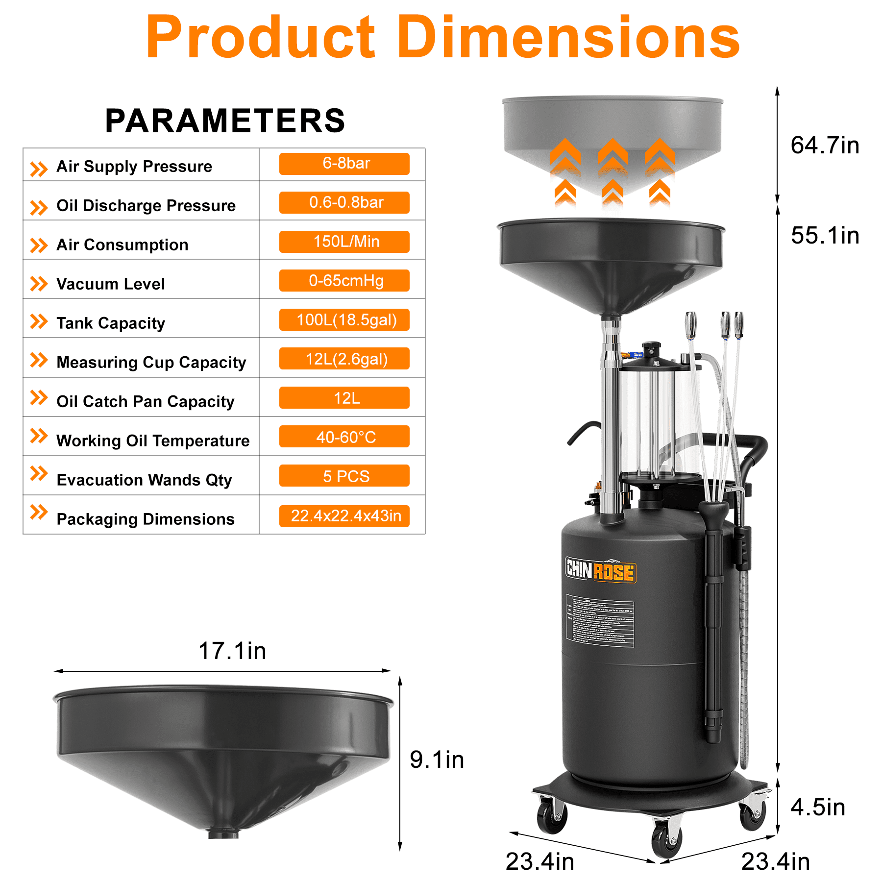 Waste Oil Drain Tank - Chinrosetools