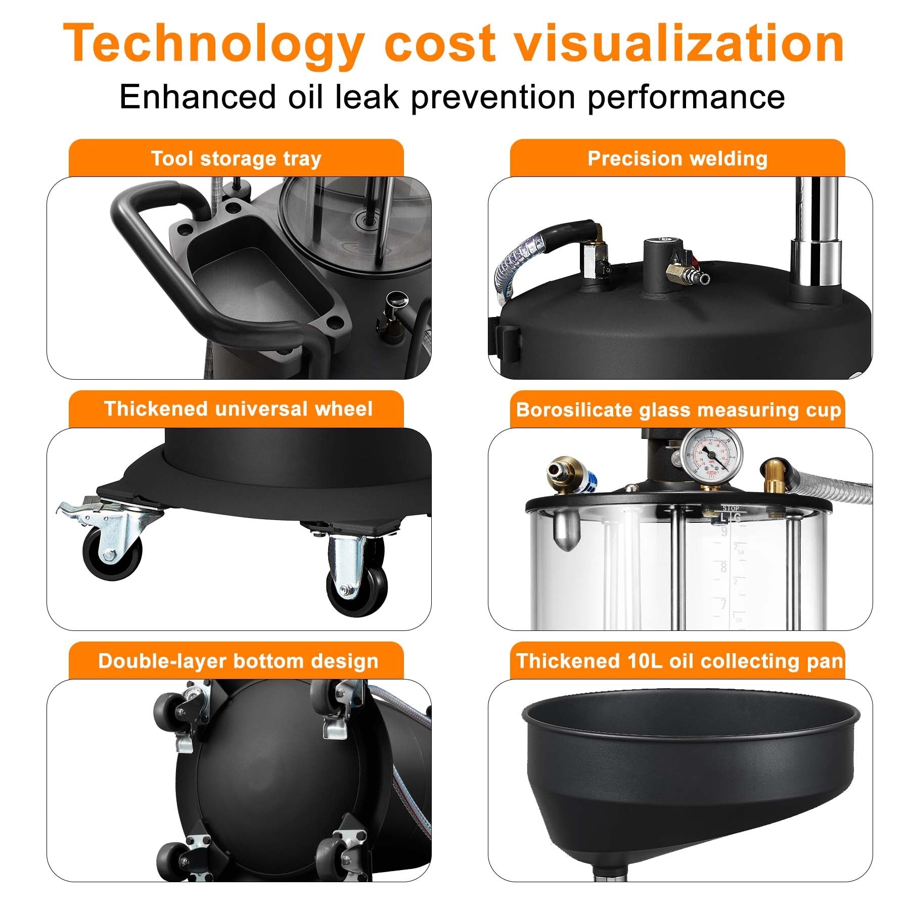 Waste Oil Drain Tank 70L (18.5 Gallon) with Measuring Cup - Chinrose